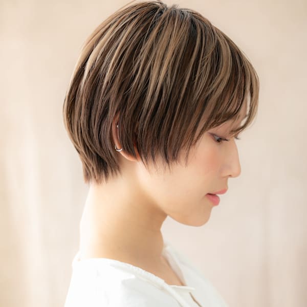 アンブレラカラーメンズライク丸みショートマッシュ20代30代