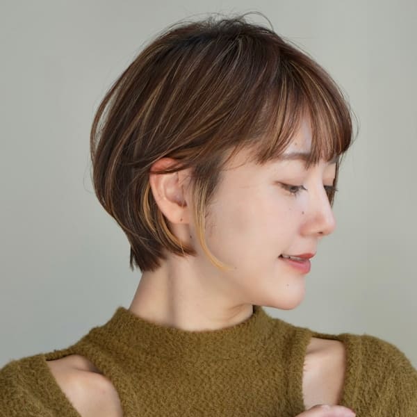 ショート・ボブ/丸顔/前髪あり/絶壁解消/40代/50代/|INCEPTION  GINZA 銀座