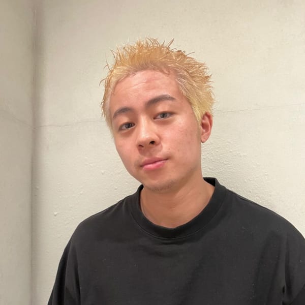 メンズ ホワイトブロンド スパイキーショート 