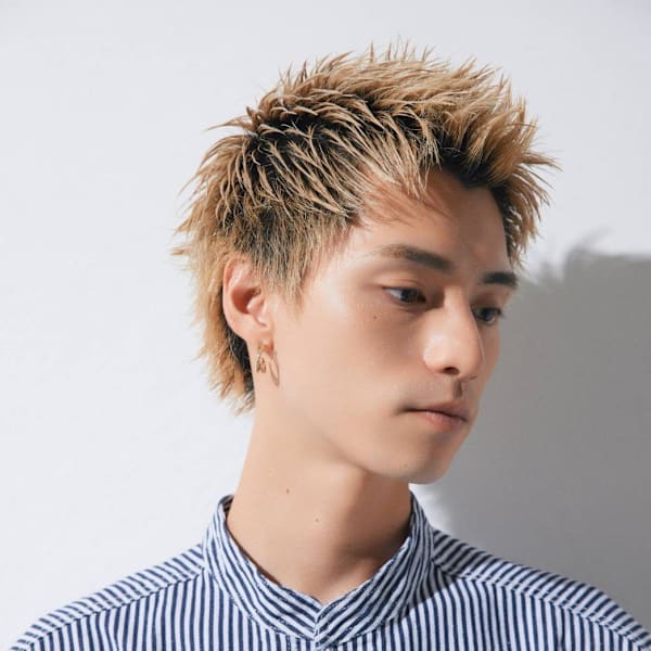 〈江戸桃海〉スパイキーショート/メンズカット/メンズカラー