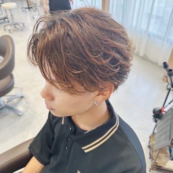 ショートセンターパート・フェザーパーマ・ニュアンスサーフ