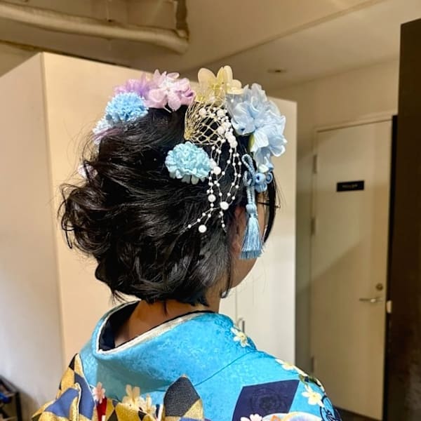 和装　成人式　ショートアレンジアップスタイル！