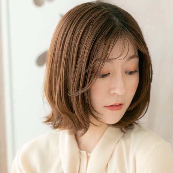 ココアブラウン大人美人くびれヘアウルフボブディ30代40代