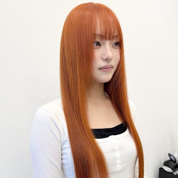 黒髪クラゲヘアーオリーブグレー小顔ココアベージュロングヘア