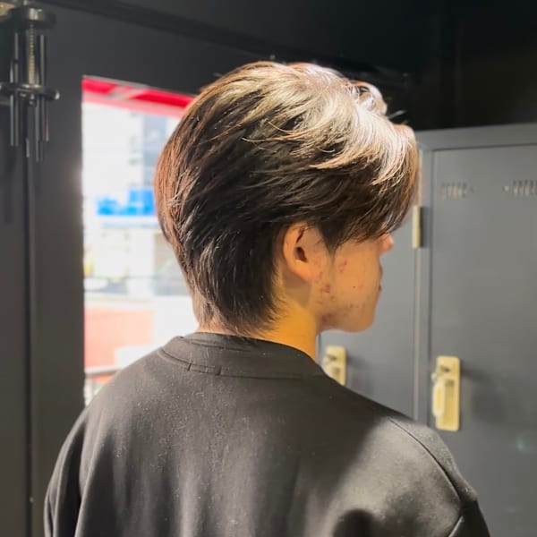 センターパート×ニュアンスパーマ×フェザーパーマ×men's