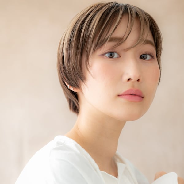 アンブレラカラーメンズライク丸みショートマッシュ20代30代