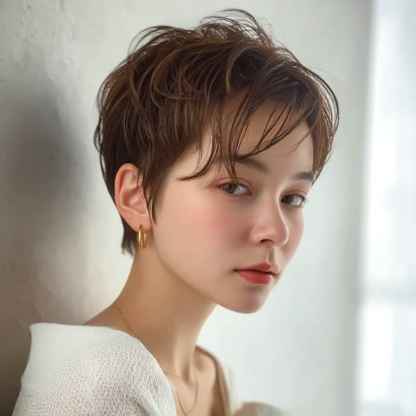 小顔見せ大人丸みショート　大宮 小顔カット 髪質改善 