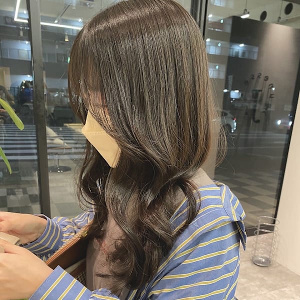 olive greige♪/透明感カラー/ゆるふわロング