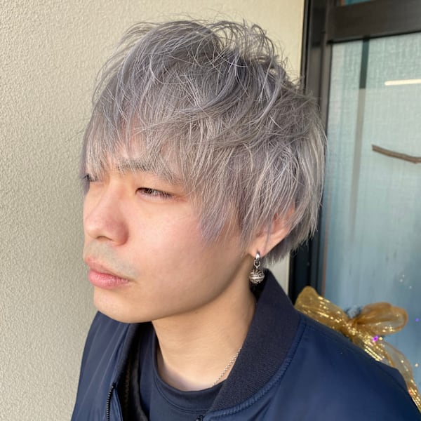 メンズハイトーン ホワイトシルバー ブリーチ ダブルカラー|JLica