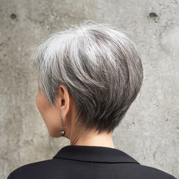 グレイヘアボブスタイル