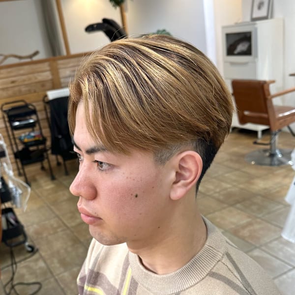 メンズバレイヤージュ　ブリーチ1回！(縮毛矯正もしています)|Hair Salon Mimosa Works