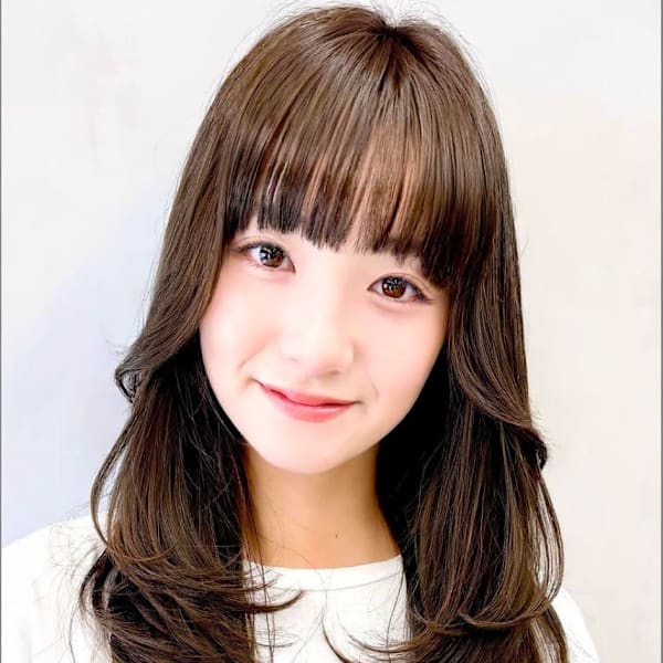 美髪レイヤー韓国ヘアロングくびれワンカールハッシュカット