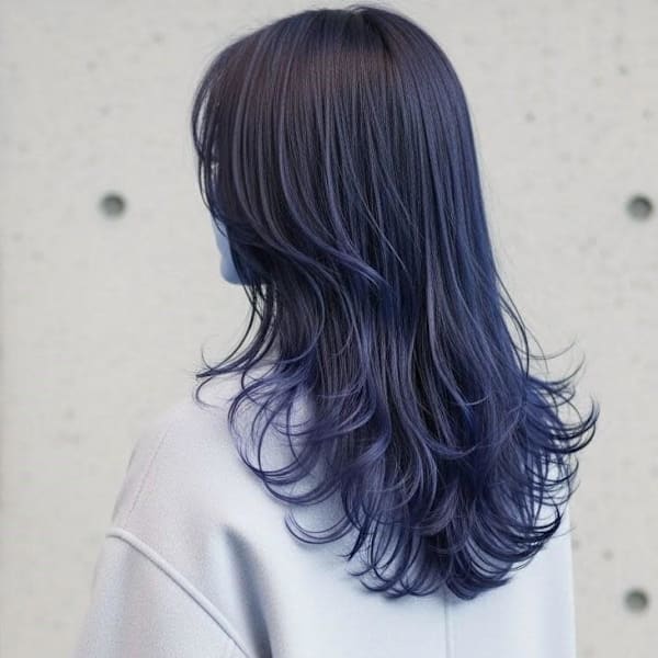 毛先プードルパーマ/ブルーカラー/バタフライレイヤーカット