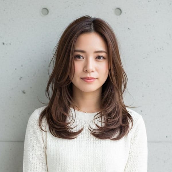 韓国巻き/バタフライレイヤーカット/ココアブラウン