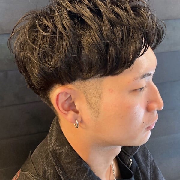 ツーブロックマッシュ ダウンパーマ フェード メンズパーマ