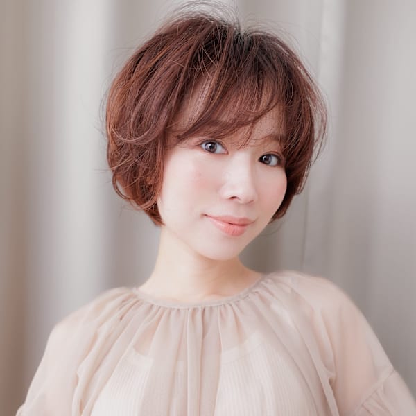 ミルクティーピンクボルドーカラーマッシュパーマ30代40代