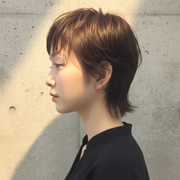 大人ショート ウルフ 黒髪