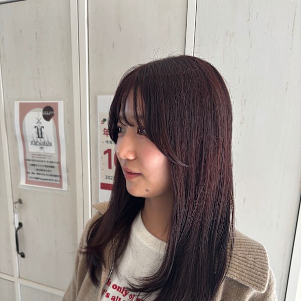 ローレイヤーとボルドーカラーで艶髪に。|Jlica hair サンフラワー通り【ジェリカヘアー】