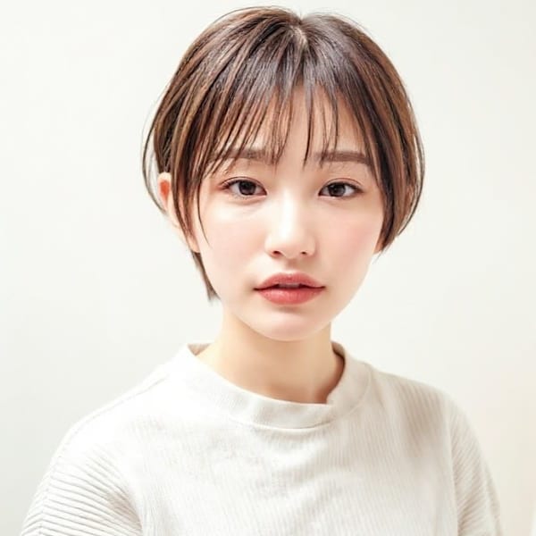 シールスルー前髪ハイライト丸みショートp1　シャドールーツ