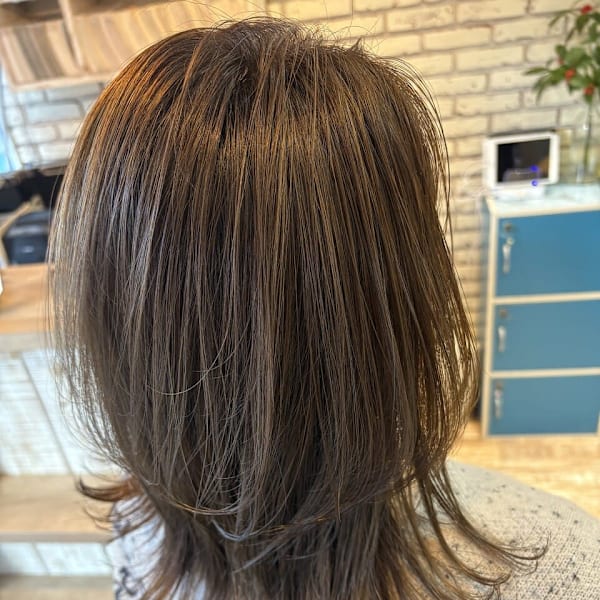 ハイライトカラー/白髪ぼかし/グレージュ/外ハネ/下赤塚|Sepiage sept