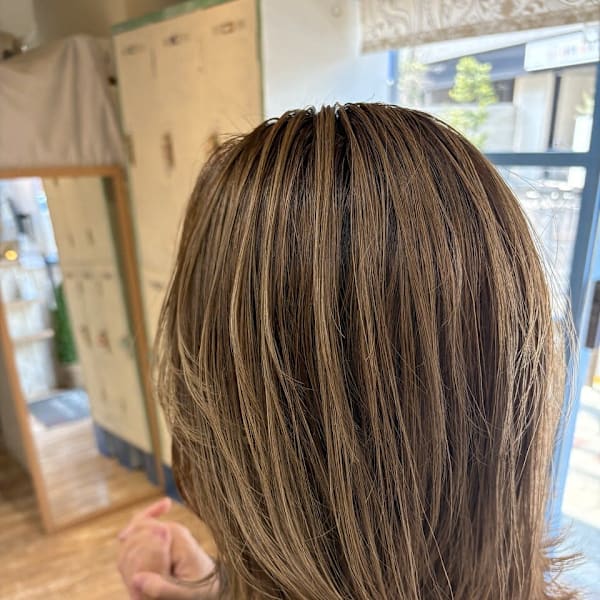 ハイライトカラー/白髪ぼかし/外ハネ/下赤塚|Sepiage sept