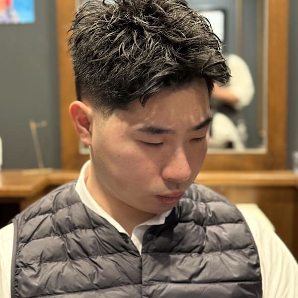 【理容室】メンズスパイキーショート　ピンパーマ