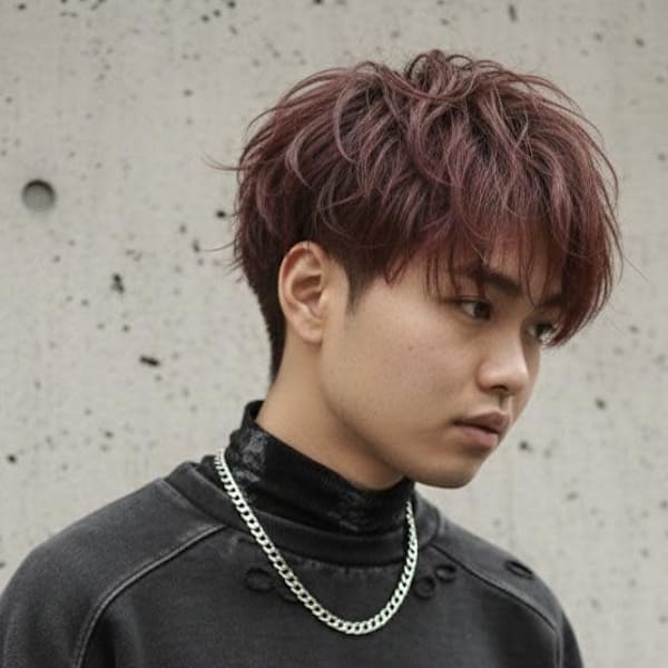 刈り上げマッシュブリーチなしワインレッド【淡路/上新庄】