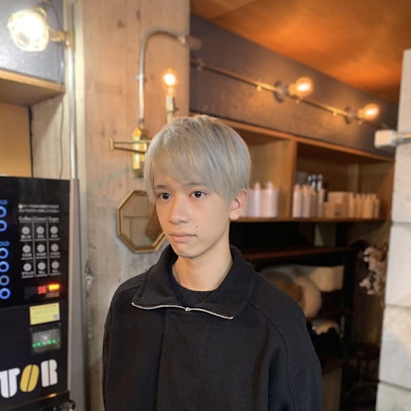メンズカット×ホワイトブリーチカラー