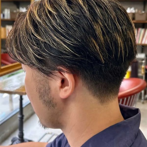 センターパート×メンズハイライト|Lourdes hair design