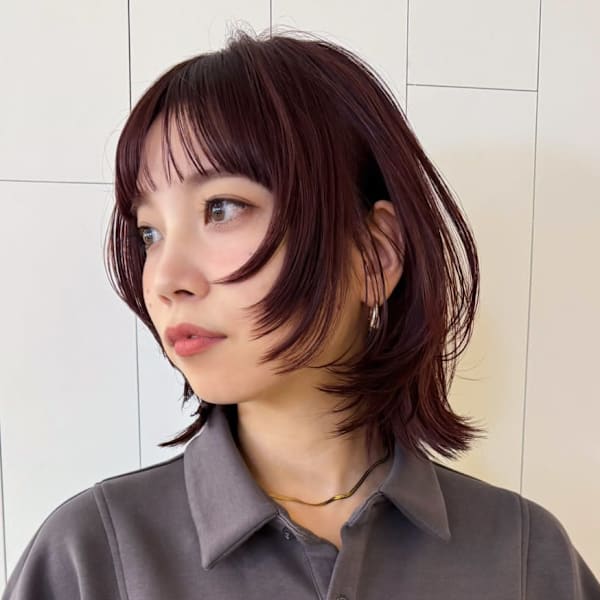 ミディアムボブ顔周りレイヤー大人ガーリー _ba574481