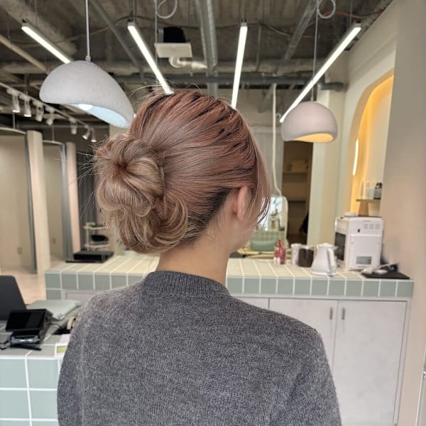 ヘアアレンジ/ヘアセット/お団子/カチモリ/結婚式お呼ばれ