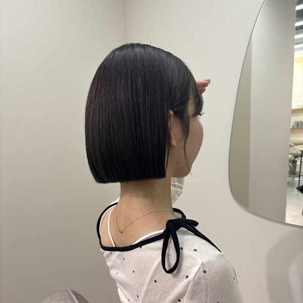 切りっぱなしボブ/ミニボブ/ヘンリーボブ/韓国/前髪