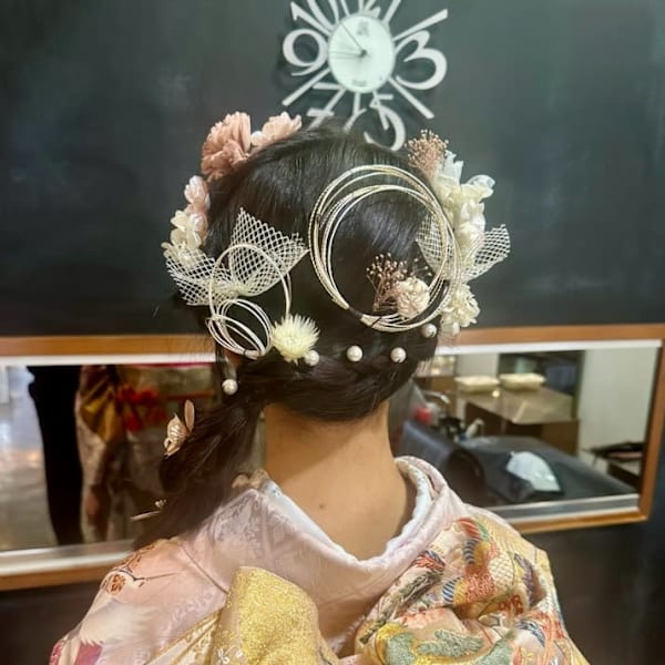 和装　成人式　編みおろしダウンスタイル！