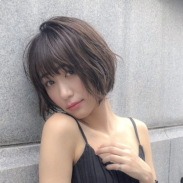 大人可愛いショートボブ/絶壁解消/前髪あり/ひし形ショート