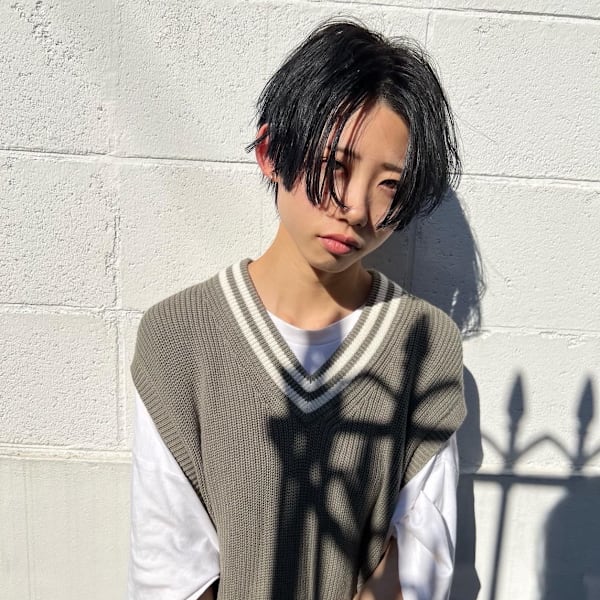 センターパート、レディースショート