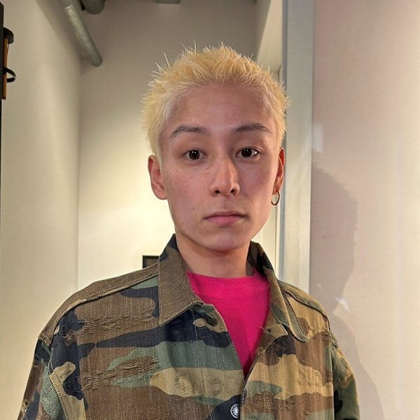 ブロンド メンズショート ブリーチ スパイキーショート