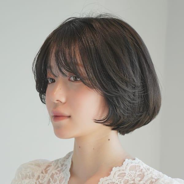 丸みショート・ボブ/丸顔/前髪あり/絶壁解消/20代/30代