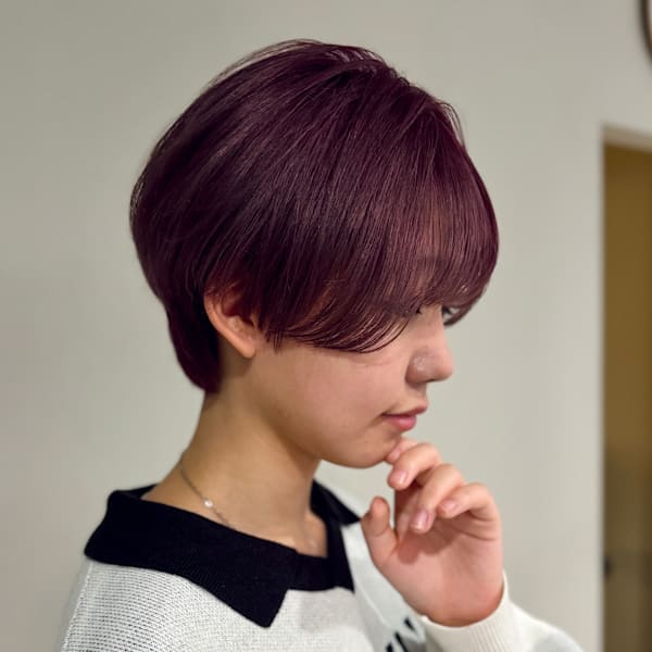 ハイトーンピンク×マッシュショート