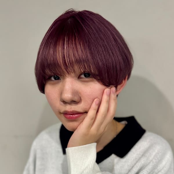 ハイトーンピンク×マッシュショート