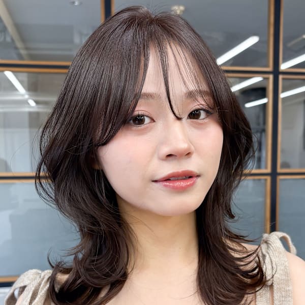 韓国風エギョモリ★くびれ外ハネミディ大人可愛い小顔20代30