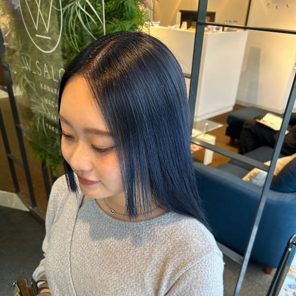 【W_SALON 河原町】ネイビーブルー/透明感カラー