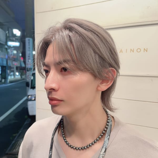 メンズヘア、ハイトーン、ミルクティー