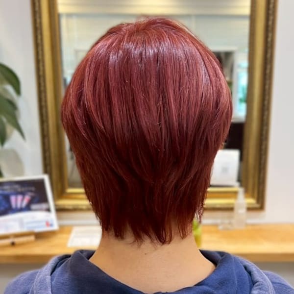 ダブルカラー ブリーチ マッシュウルフ レッドブラウン 艶髪|hair salon Rich 横須賀中央店