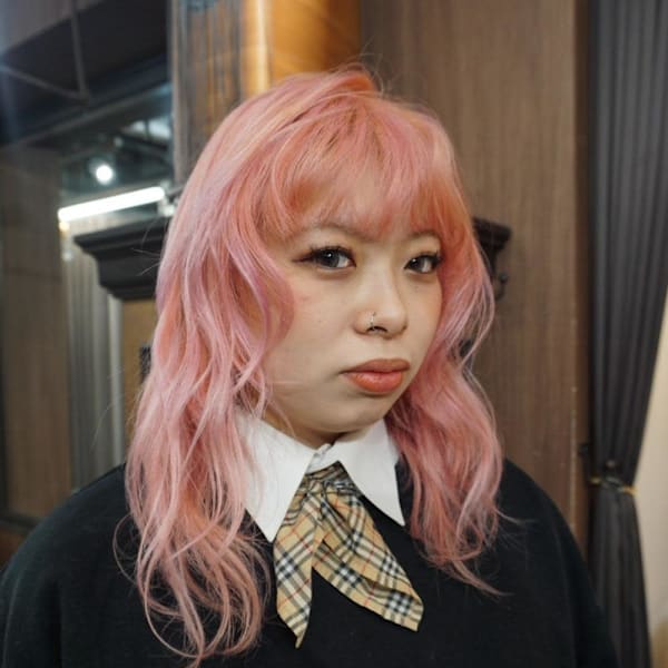 Soft warm pink ×layer cut