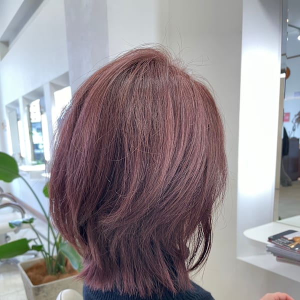 大人ピンク+レイヤーボブ