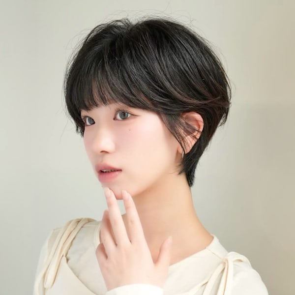 前下がりショート・ボブ/絶壁解消/前髪あり/40代/30代