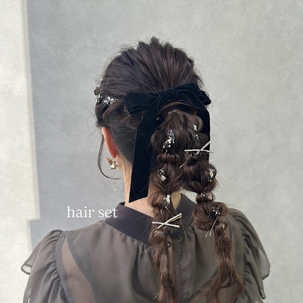 ヘアセット/結婚式参列ヘア/あみ下ろしヘア