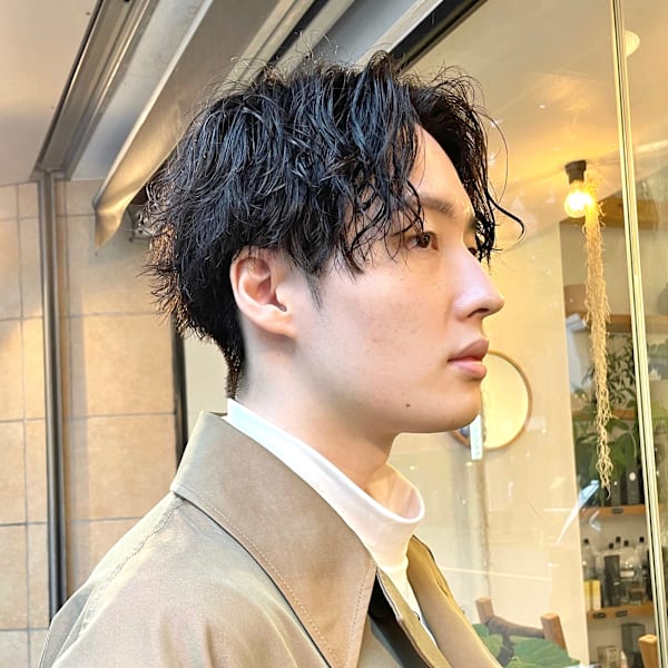 大人のグランジパーマ/センターパート|Hair Salon Mimosa Works