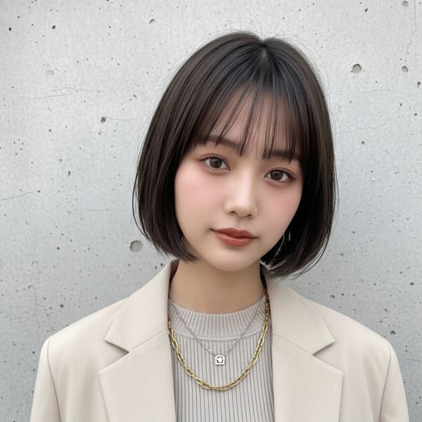 透明感グレージュ×丸みショートボブ耳掛けも可愛い大人ヘルシー