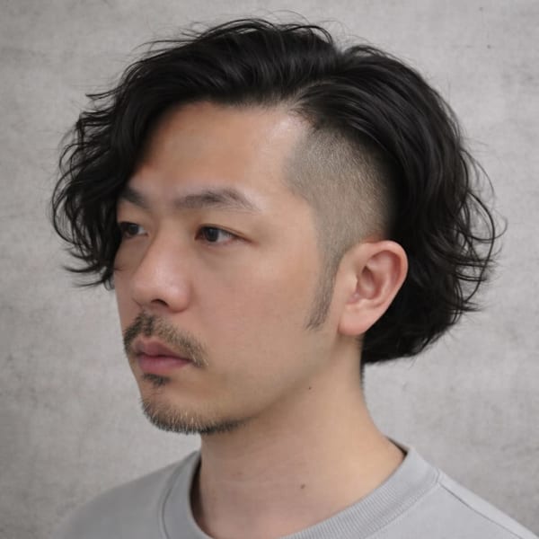 20代30代40代ツーブロック×アシメパーマ